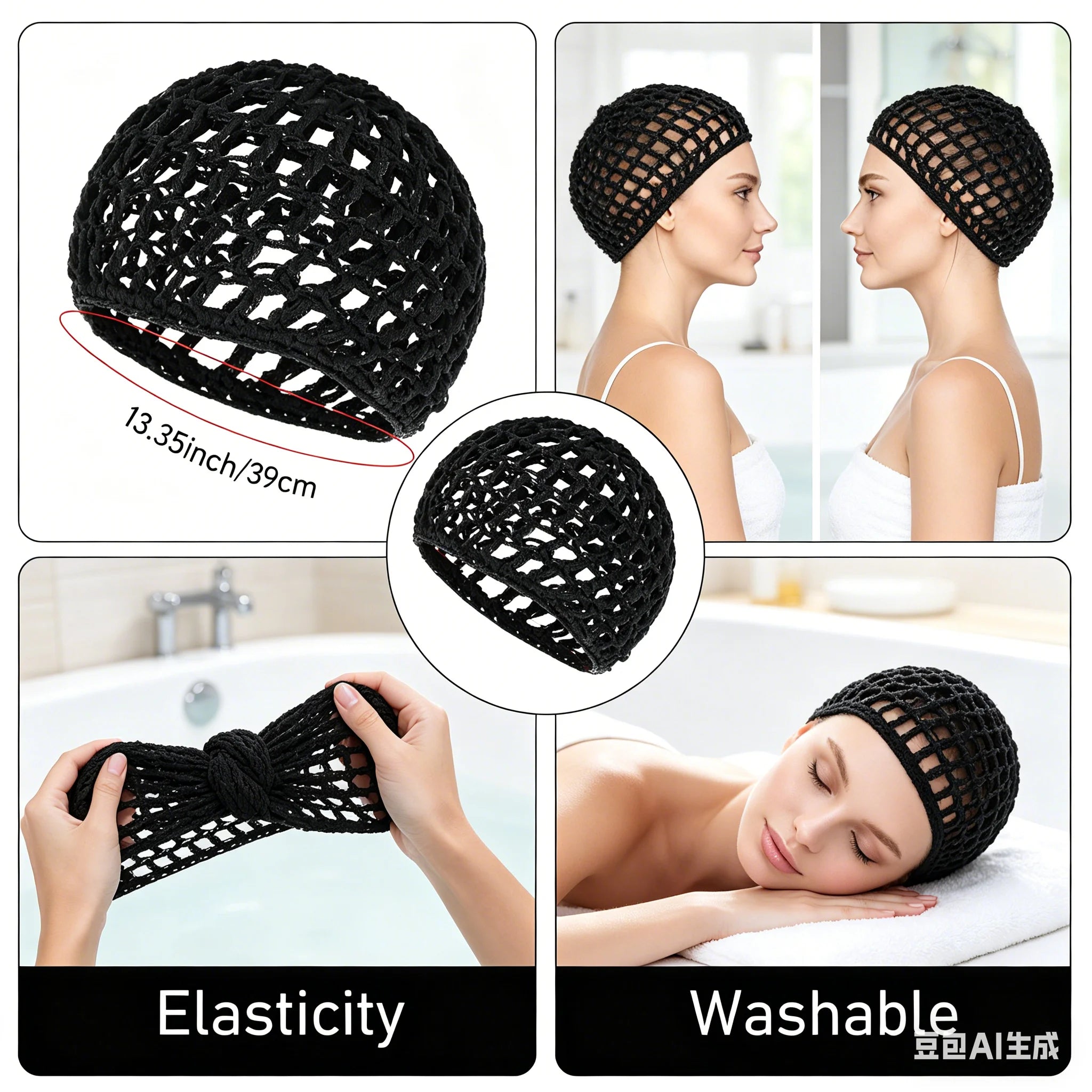 Adjustable Wig Cap for Thick Long Hair - Net Mesh Fishnet Grip Headband for Braided Weaving and Crochet Sew Weave