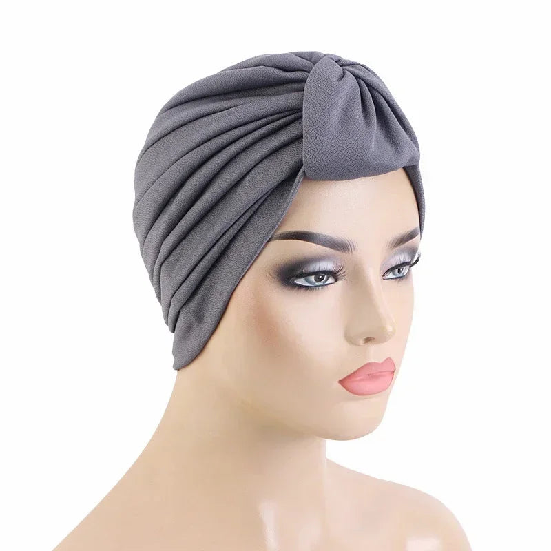 Sombrero turbante indio nuevo con nudo y lazo para mujer, hijab musulmán, pañuelo africano para la cabeza, gorro, gorro para pérdida de cabello, gorro de quimioterapia, pañuelos para la cabeza