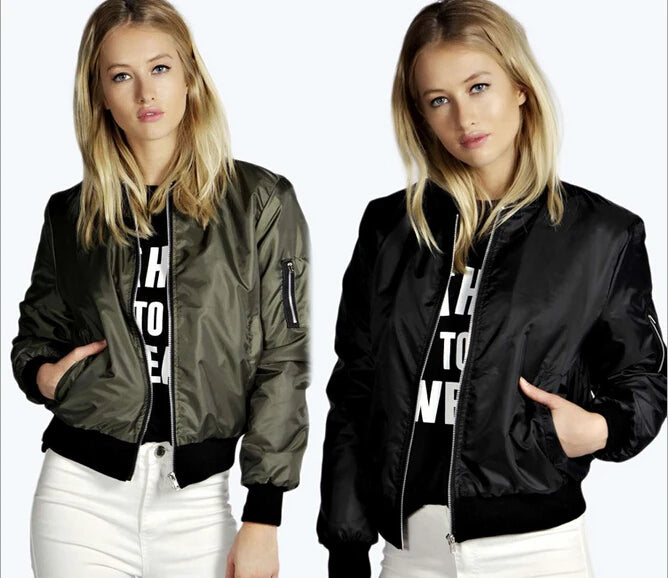 Autumn New Short Jackets for Women Vintage High Street O-neck Bomber Jacket Female Fashion Zipper Long Sleeve Coat Woman