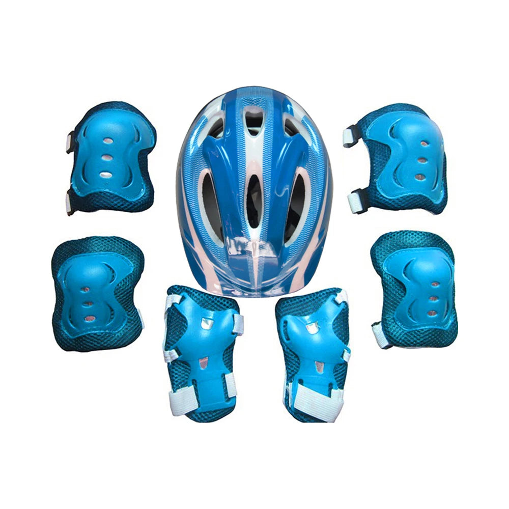 7Pcs/Set Kids Roller Skating Bicycle Helmet Knee Wrist Guard Elbow Pad Set for Children Cycling Sports Protective Guard Gear Set