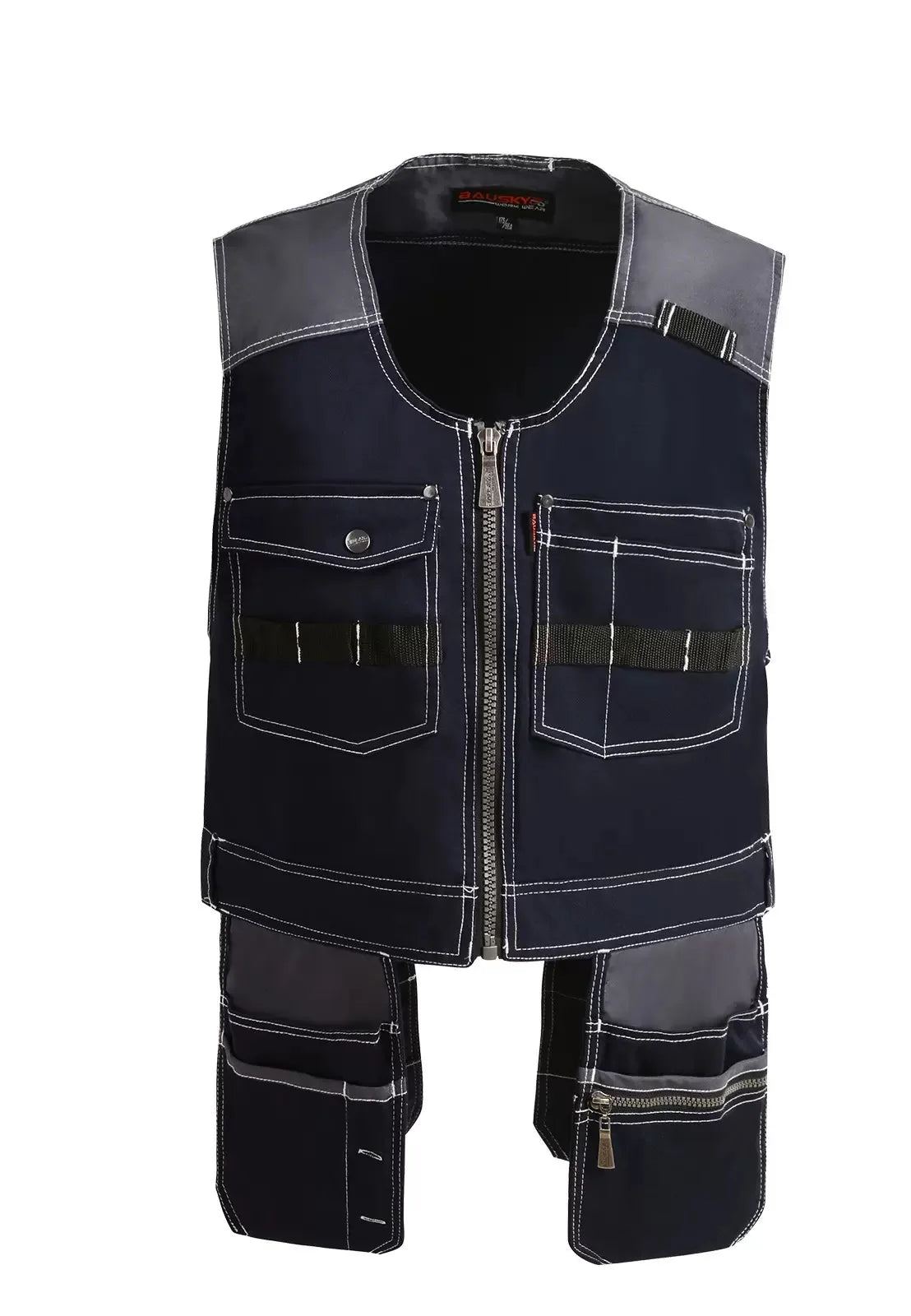 Work Clothing Men's Vest Tooling Clothes Multi-pockets Working Vest Workwear Vest Waistcoat For Maintenance Zipper Pockets