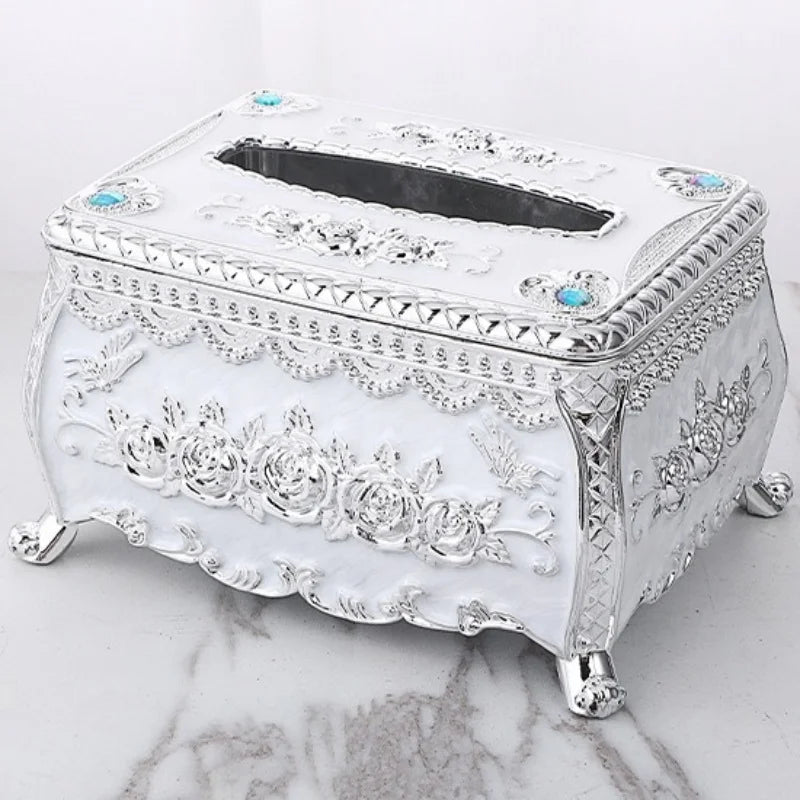 Servilletero de papel, estilo europeo, caja de plástico, dispensador de servilletas de cocina, organizador de almacenamiento de escritorio, decorativo para el hogar