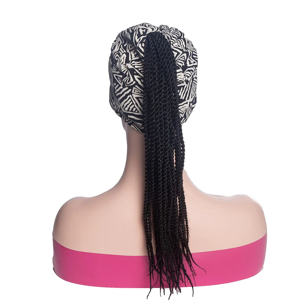 Perruque bandeau synthétique torsadée tressée, perruques tressées en boîte pour femmes, tresses, perruques à queue de cheval, utilisation quotidienne, fête, cosplay, bonnet résistant à la chaleur