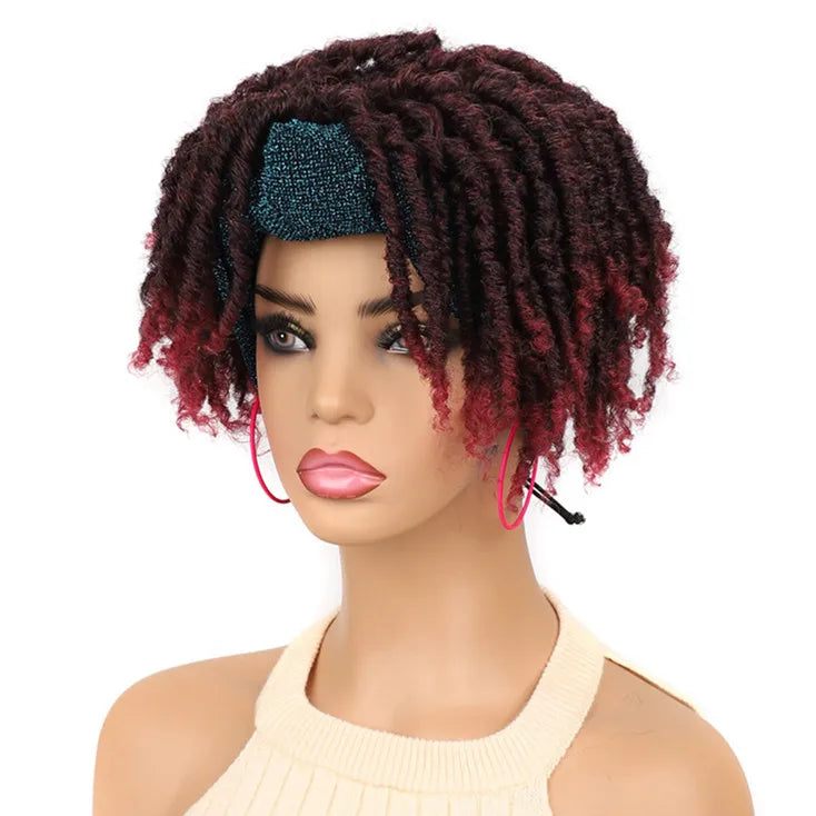 Headband Wigs for Women Synthetic Hair Kinky Curly Wigs With Scarf Natural Short Afro Wig for Black Woman False Hair Woman Wigs