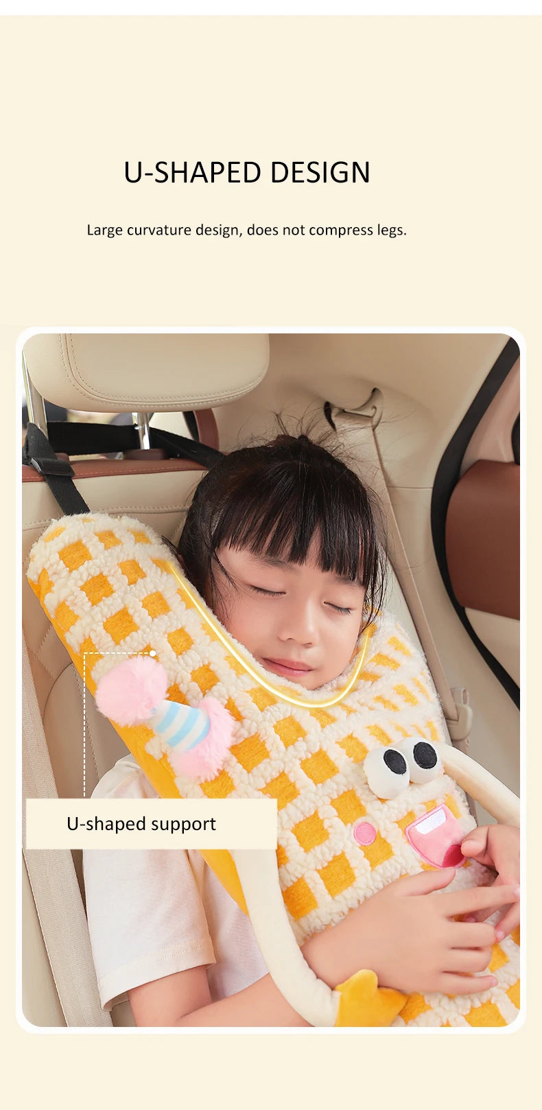 CuteY Shape Kids Travel Safety Pillow Car Seat Neck Pillow Car Sleep Long Distance Travel Pillow Head Pillow Support Kids Adults