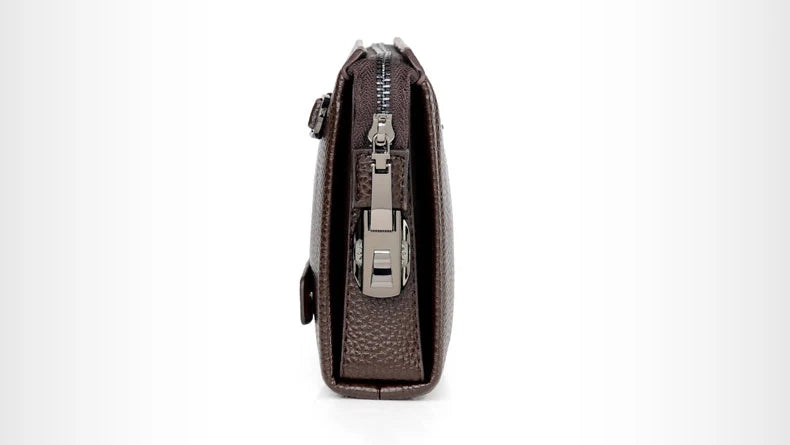 Luxury Brand Men's Wallet Leather Long Wallet  PU Leather Wallet Men Double Zipper Coin Pocket Purse Business Clutch Phone Bag