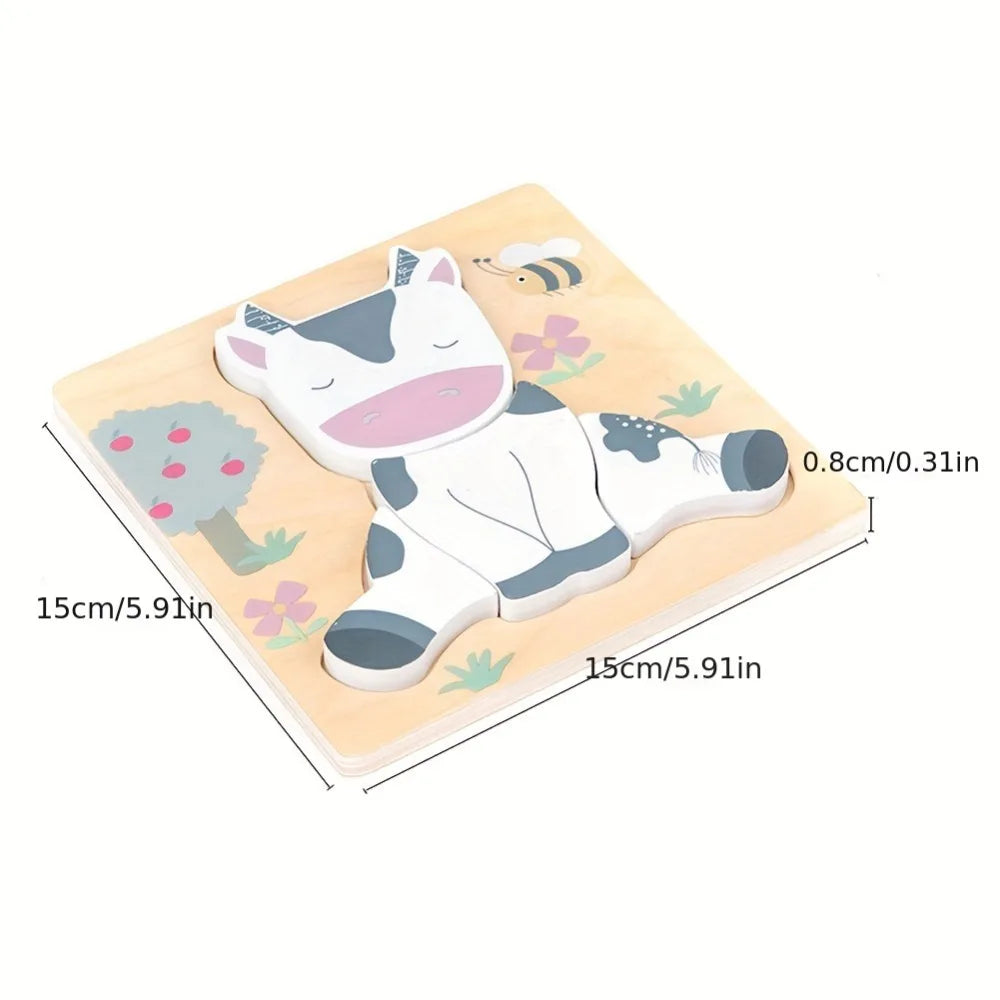 3D Wooden Cartoon Animals Cognitive Puzzles For Kids Children's Wooden Puzzles Toys Colors Shapes Baby Educational Toys Game
