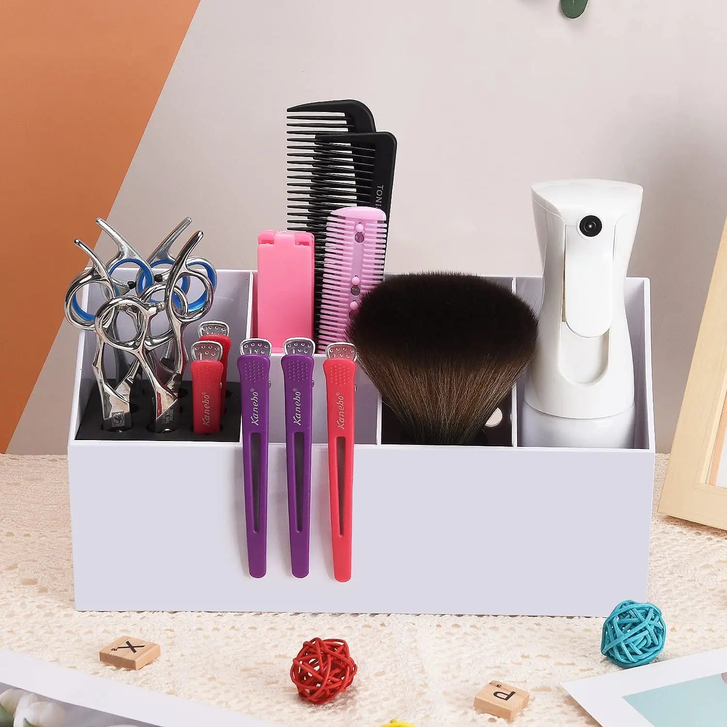 Caja de almacenamiento de herramientas para peluquería, multifunción, para peines, pinzas, botellas, soporte para tijeras de peluquería, organizador de herramientas de barbero
