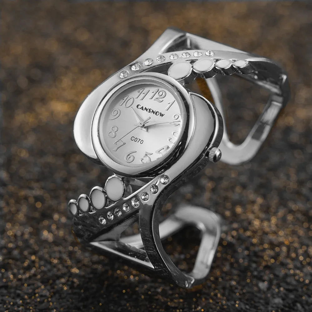 Reloj de pulsera de lujo con cristales para mujer