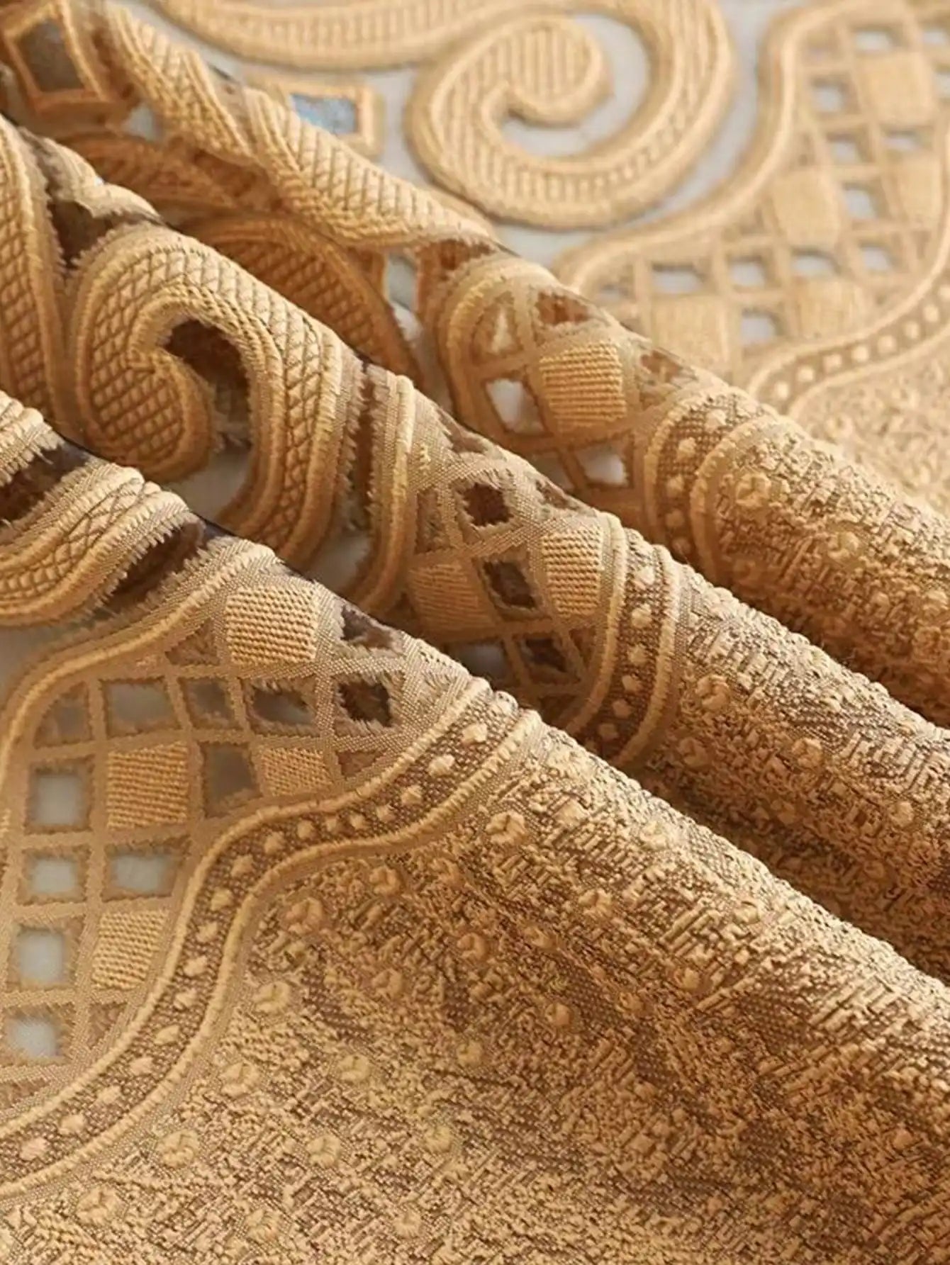 Golden Hollow Perforated Curtains
