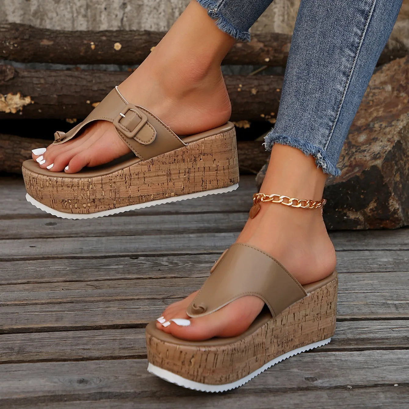 Women Slippers Female Clip Toe Flip Flops Wedges High Heels Women Sandals New Comfortable Platform Shoes Slides Women