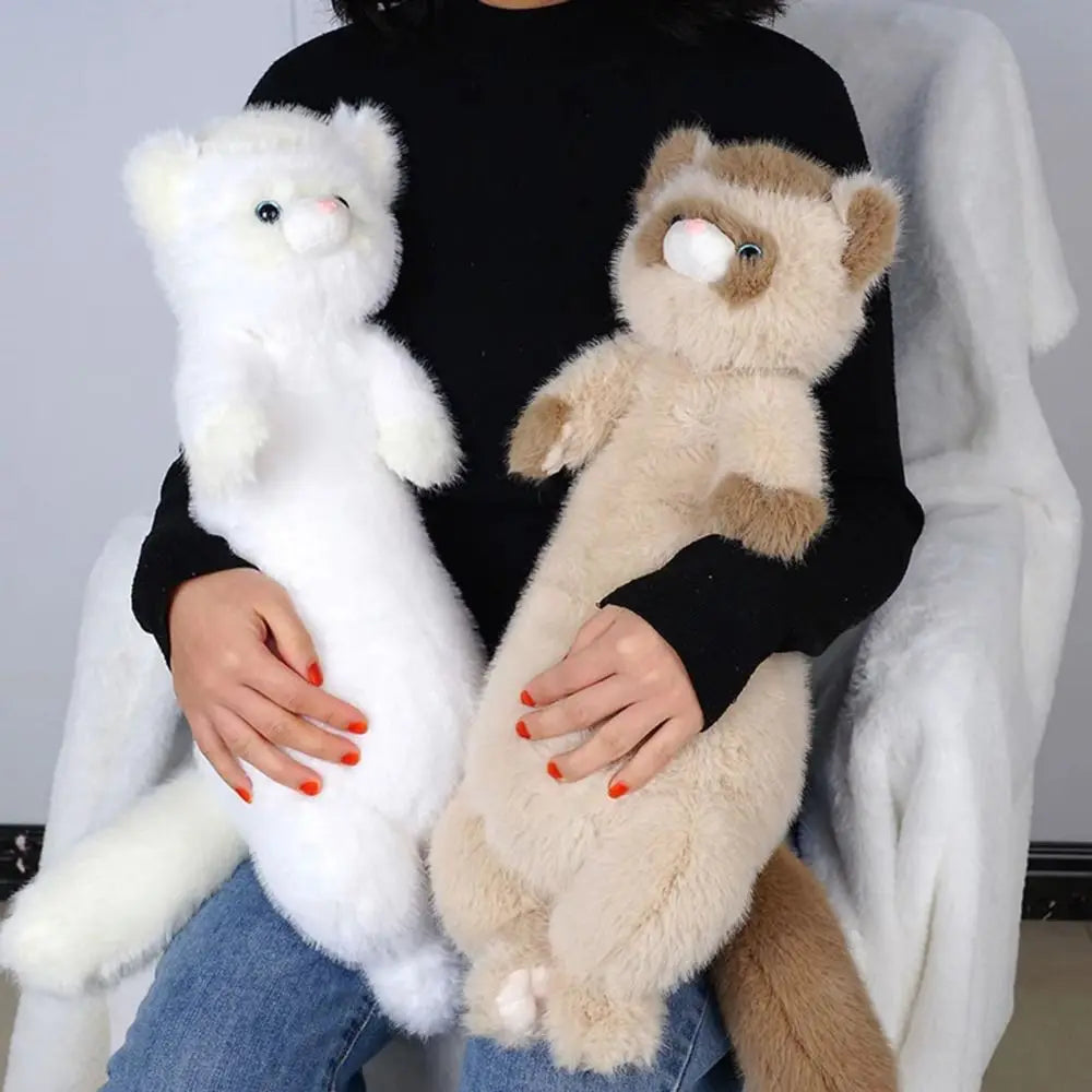 Stuffed Animal Ferrets Plush Toys Sofa Cushion Simulation Stuffed Ferret Kawaii Long Cute Brown Mink Plush Birthday Holiday