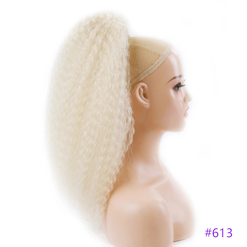 Queue de cheval synthétique bouclée avec cordon de serrage, extension de cheveux élastique pour femmes, postiche afro bouffante