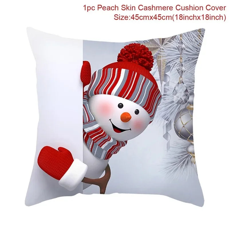 Merry Christmas Cushion Cover Christmas Decorations for Home 2021 Cristmas Ornament Noel Xmas Decor Navidad Happy New Year Gifts