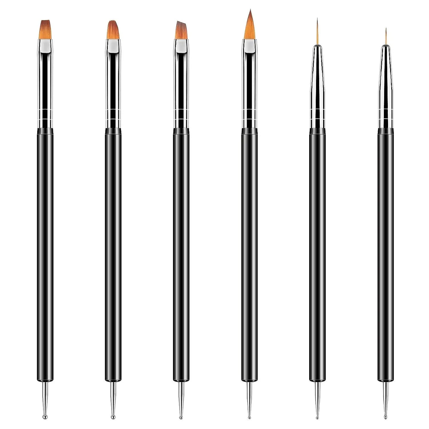 6/31Pcs Nail Art Brush Design Tip Painting Drawing Carving Dotting Pen FlatFan Liner Acrylic Gel UV Polish Manicure Tools