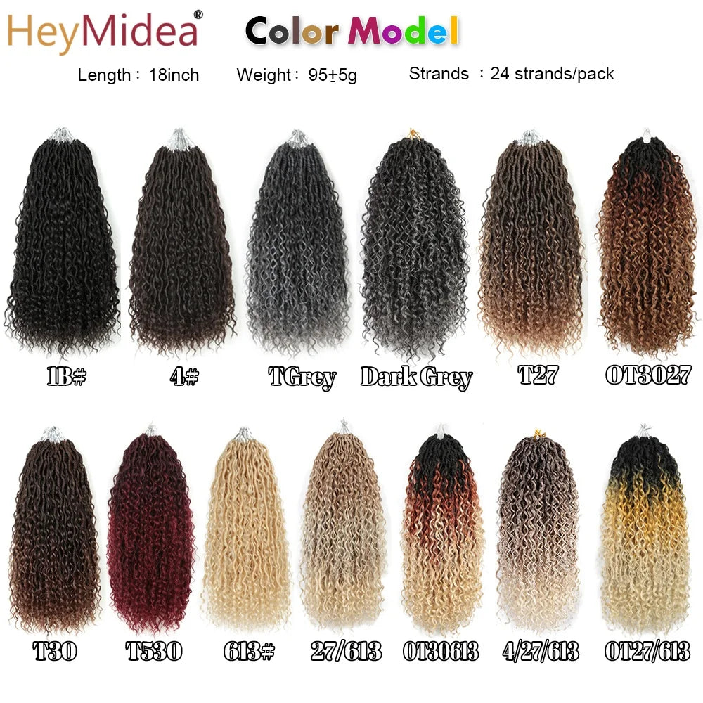 Synthetic Goddess Locs Crochet Hair Braids Curly Faux Locs Braiding Hair Extensions Wig For Women Black Hippie Boho Style