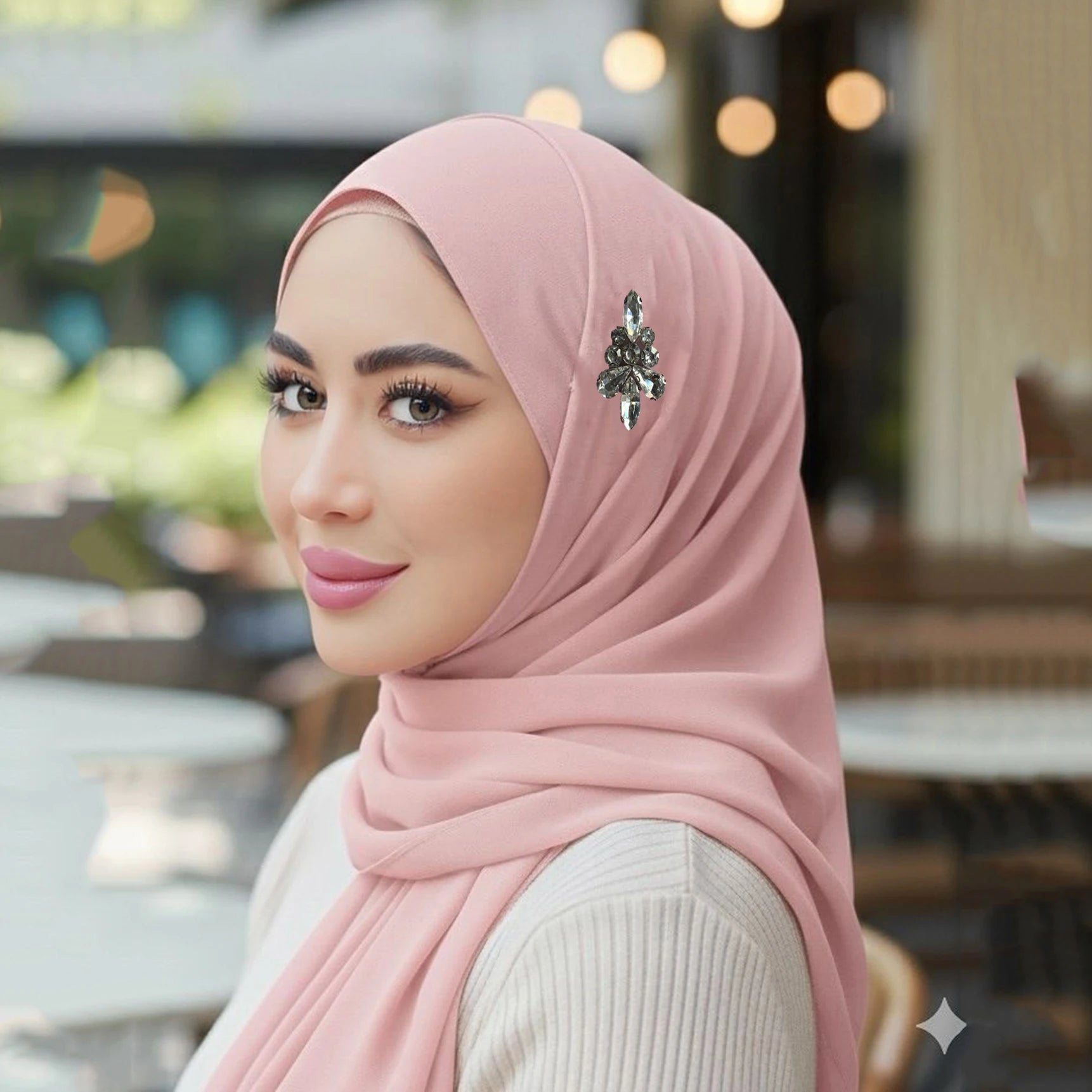 Rhinestone Chiffon Hijab