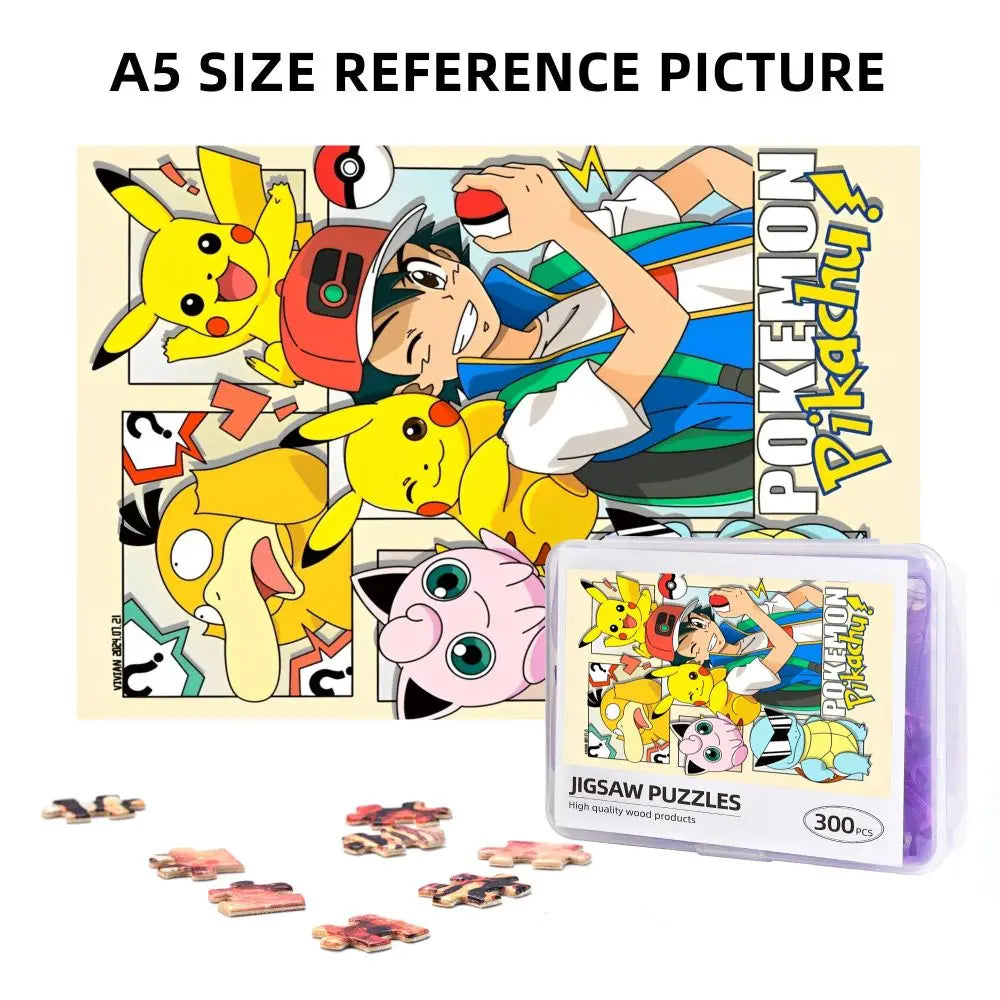Pokemon Characters Pikachu Cartoon Wooden Puzzles for Children Jigsaw Puzzles 300 Pieces Educational Toys Gift for Kids