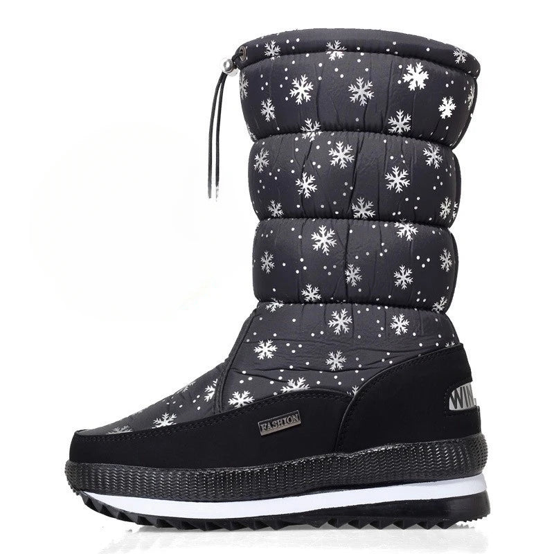 Bottes de neige épaisses pour femmes, bottes mi-mollet chaudes en peluche, antidérapantes, imperméables, bottes de neige décontractées pour femmes, chaussures blanches