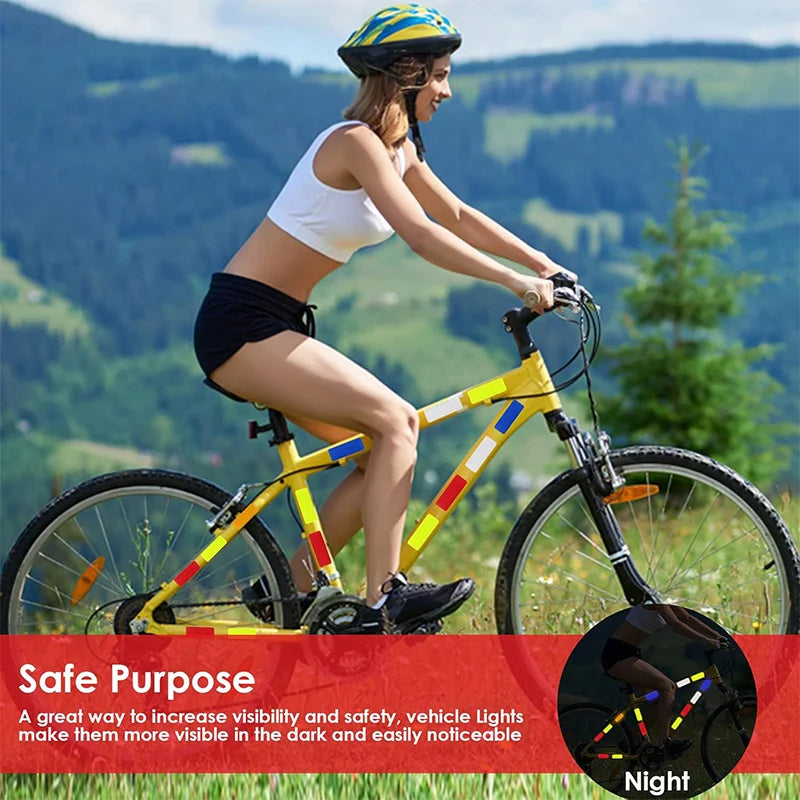 10~60pcs Bicycle Reflective Stickers Secure 30x80mm Warning Strip Car Motorcyle Night Saftety Mark Bicycle Rim Frame Reflector