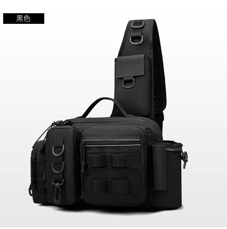 Fishing Tackle Backpack Lure Box Gear Storage Bag Fanny Pack for Men Fly Fishing Backpack with Rod Holder Sling Shoulder Bag