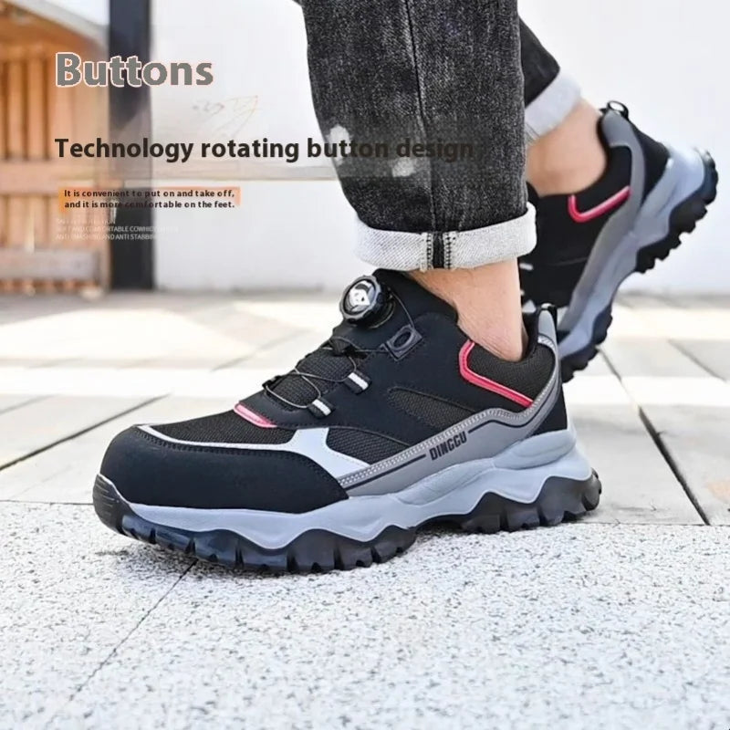 Warehouse Work Shoes for Men Shock Absorbing Anti-Smash Design,Light Sneaker Safety Shoes With Steel Toe Cap Anti-Piercing,