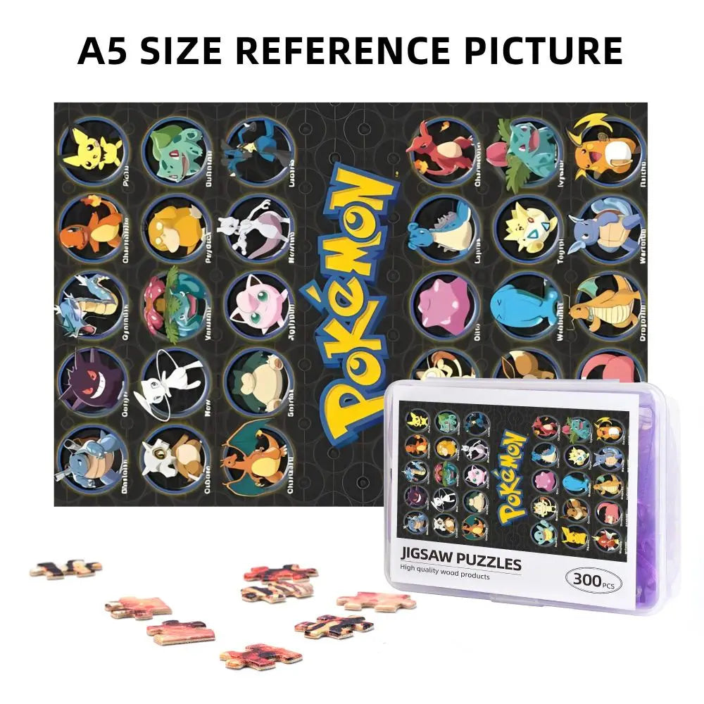 Pokemon Characters Pikachu Cartoon Wooden Puzzles for Children Jigsaw Puzzles 300 Pieces Educational Toys Gift for Kids