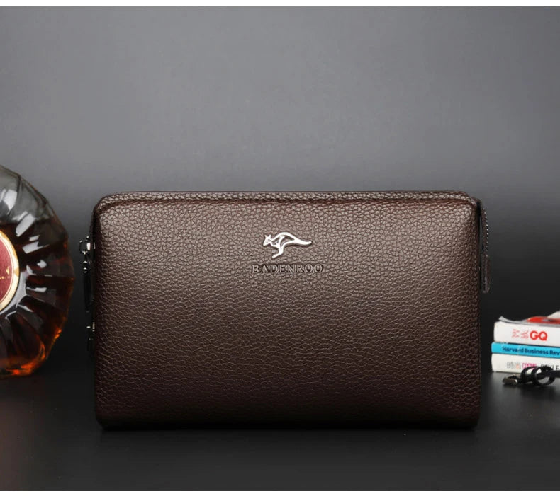 Luxury Brand Men's Wallet Leather Long Wallet  PU Leather Wallet Men Double Zipper Coin Pocket Purse Business Clutch Phone Bag