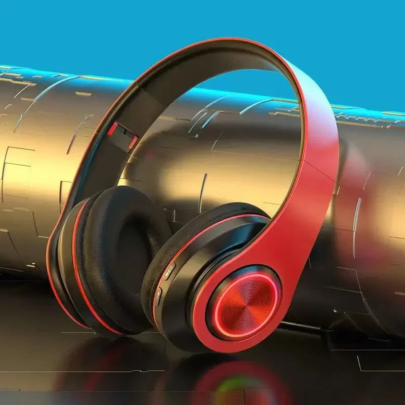 Auriculares de diadema inalámbricos para juegos con Bluetooth, sonido envolvente estéreo, audífonos USB con micrófono, luz colorida para PC y portátil