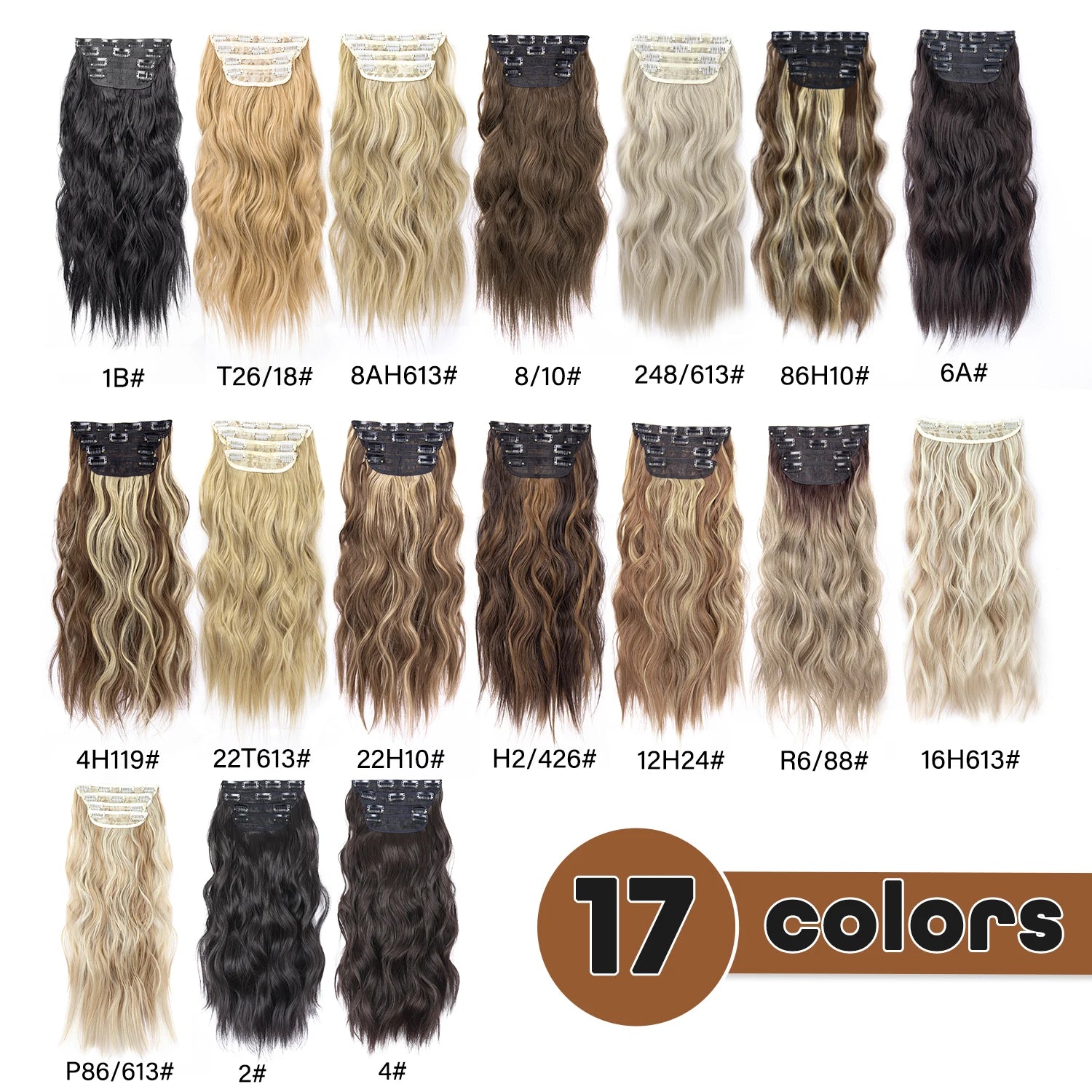Extensiones de Cabello Ondulado Largo de Clip