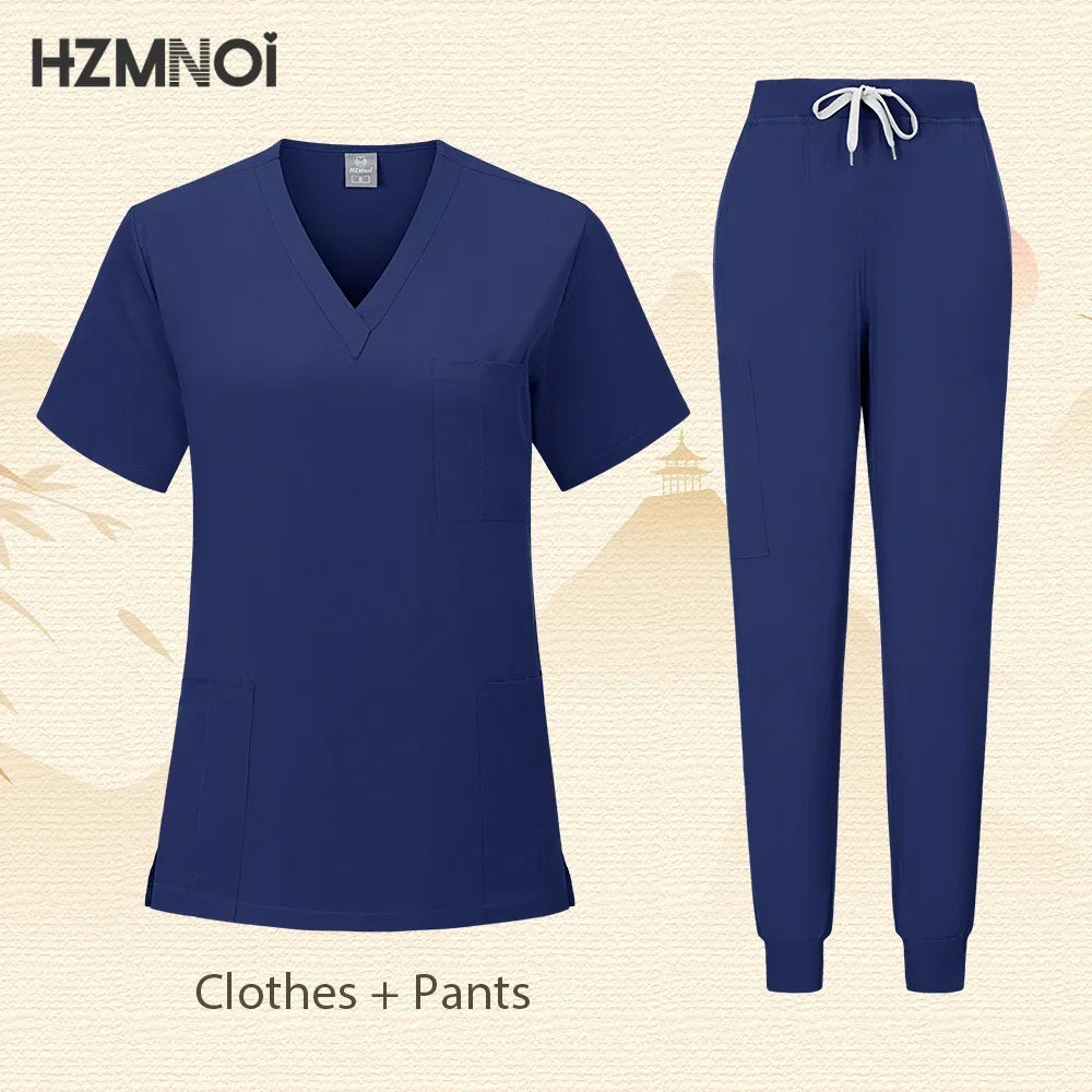 Workwear Nurse Uniform Tops+Straight Pants Medical Nursing Uniform Women Men Pet Shop Beauty Work Suit Doctor Surgery Scrubs Set