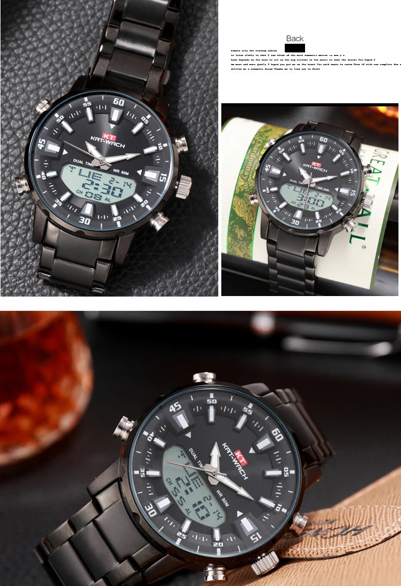 KAT-WACH Men Quartz Wrist Watch  2024 High Quality Luxury  Original Waterproof Digital Watches