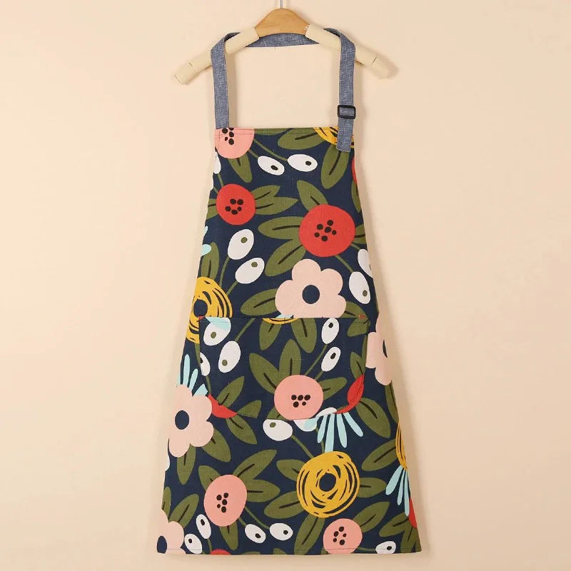 1PC Aprons Fashion Cotton Fabric Waterproof Thickened Dirt Resistant Kitchen Apron and Home Work Clothes Gardening Work Clothing