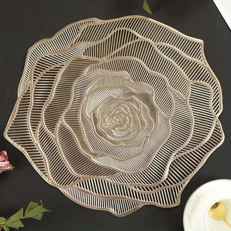 Round PVC Placemats, Waterproof & Oil-Proof, Bronzed Design, Non-Slip Insulated Mats for Restaurants, Hotels, and Home Decor