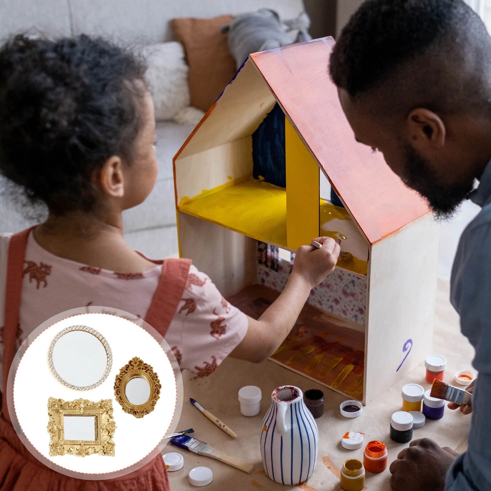 3 piezas espejo de utilería, decoración para el hogar, adornos de jardín, artículos para el hogar, accesorios de resina para manualidades, juguetes de microescena para niños