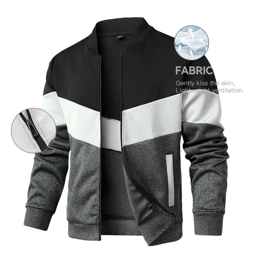 Men's Jackets 25 New Spring Business Leisure Trendy Color Windproof Bomber Overshirt Zip-Up Streetwear Popular Clothes US Size