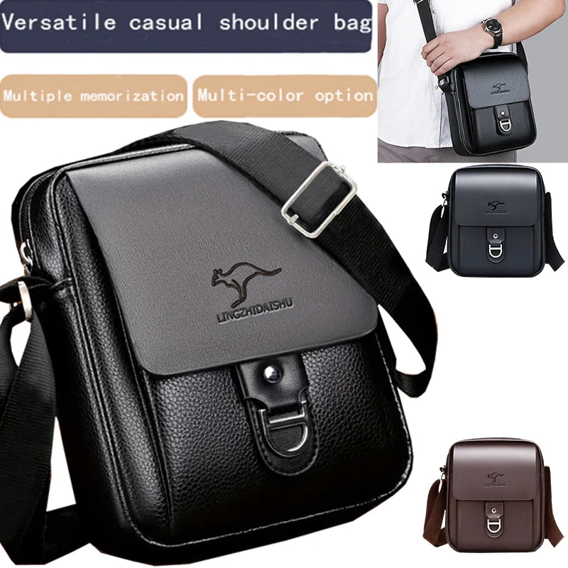 Flerfarget crossbody-veske i skinn for menn