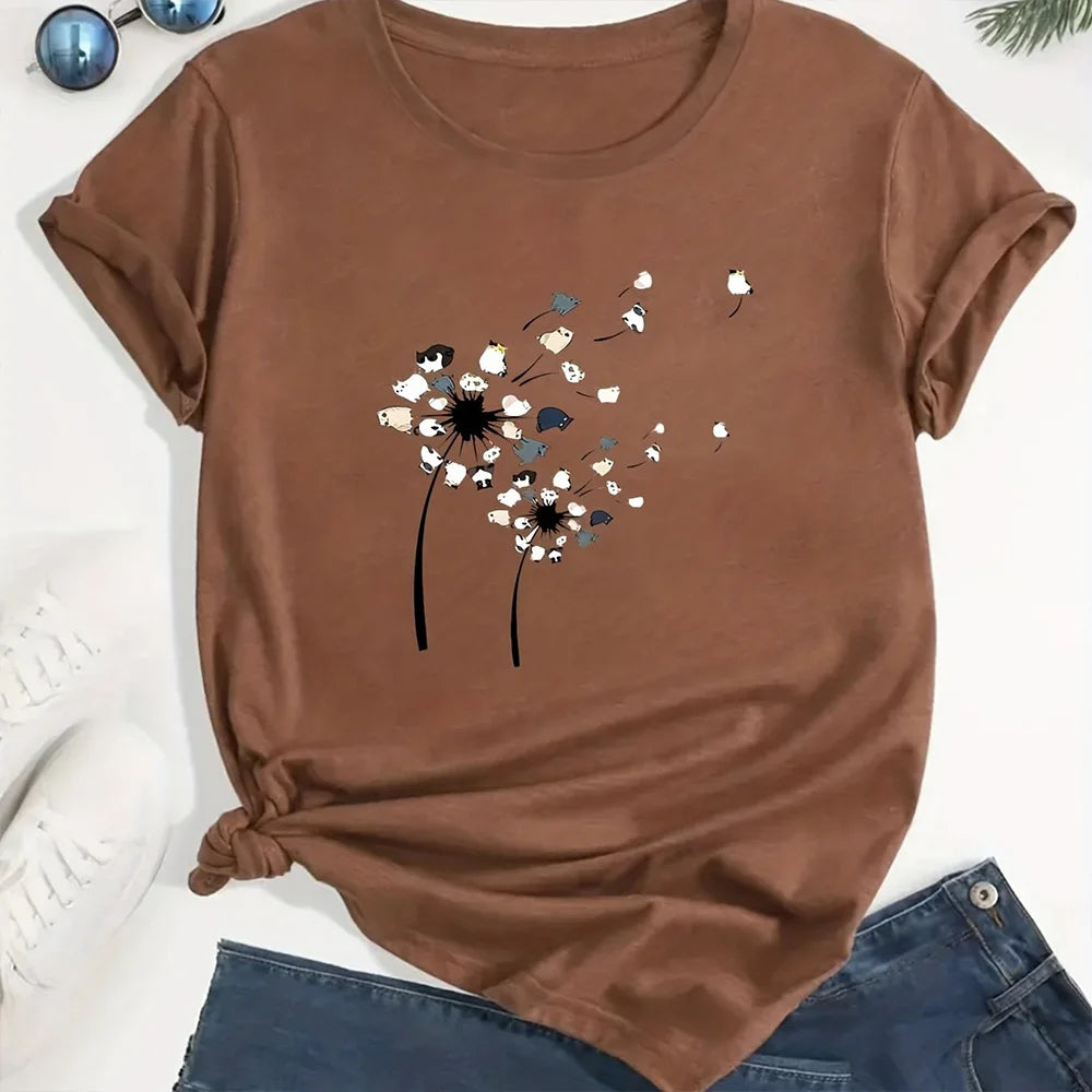 Camiseta floral con bloques de color – Estilo informal y veraniego