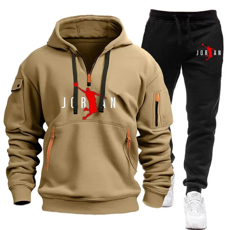 Autumn and winter new trend men's blazer + Tracksuit pants Fashion casual jogging print sportswear outdoor sportswear