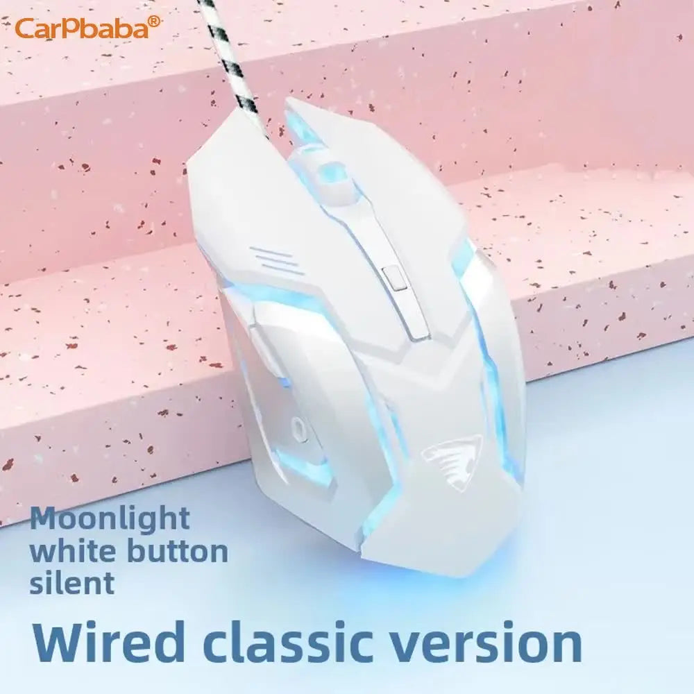 Souris de jeu filaire Carpbaba G3 silencieuse rose mécanique e-sport pour fille, design élégant, portable, pour MacBook, ordinateur portable et PC gamer