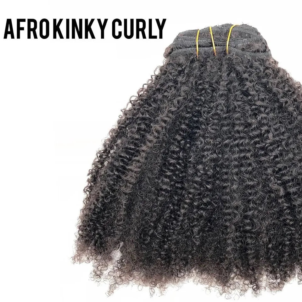 Extensions de cheveux à clip Afro Kinky Curly en vrais cheveux humains pour femmes Cheveux humains brésiliens Kinky Curly à clip 8 pièces 120 g