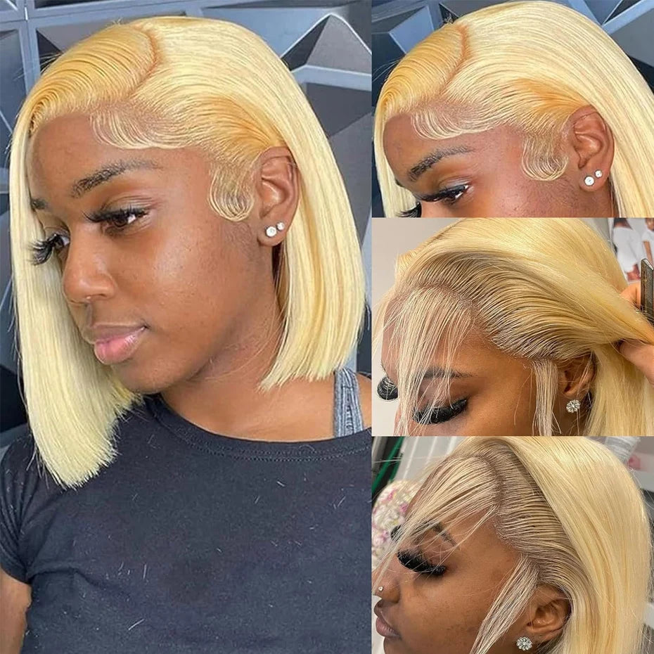 Silver Grey Bob Wigs Human Hair 13x6 HD Lace Frontal Wig Vietnamese Raw Short Straight Blunt Cut 613 Lace Frontal Wigs for Women