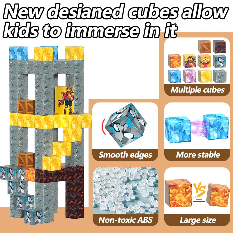 Magnetic building blocks DIY space toys, birthday gifts for boys and girls over 3 years old, easy to assemble and safe design
