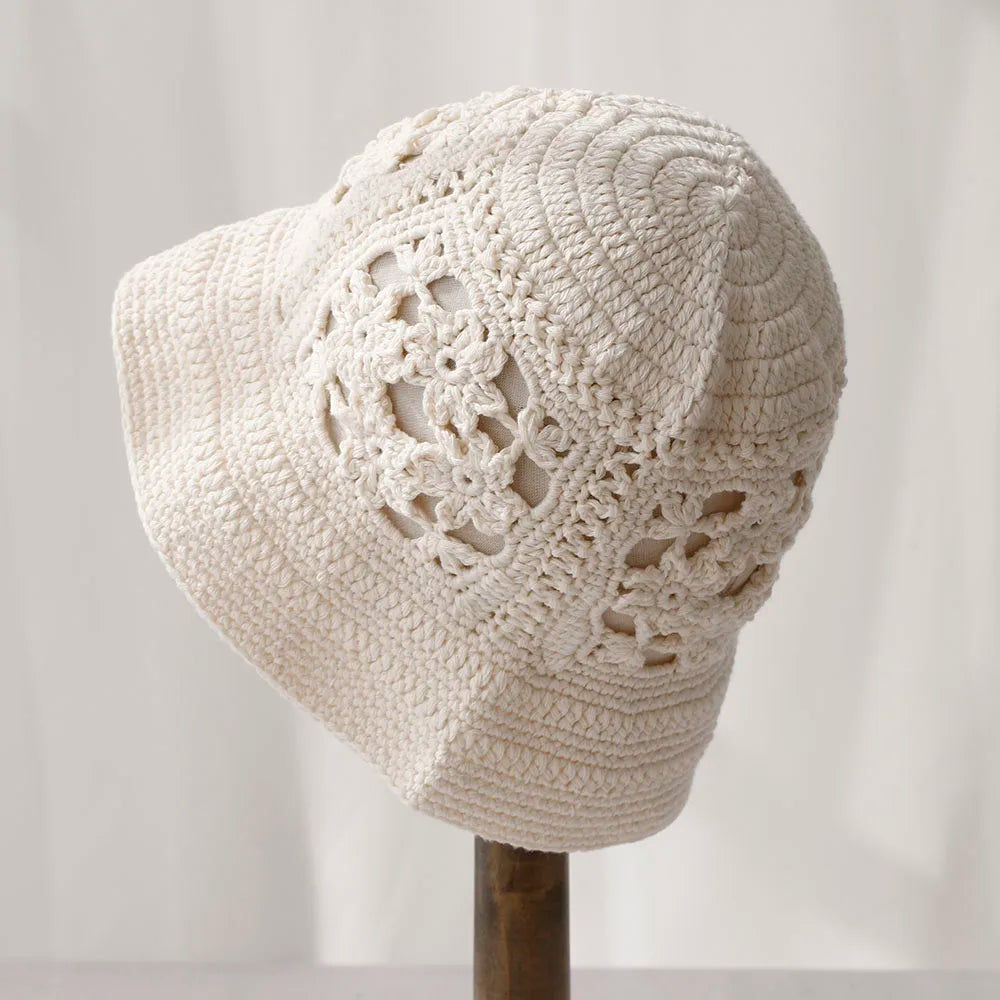 2025 Handmade new flowers Y2K style weaving knitted Cap Russian Women Luxury Panama fashion bucket hat