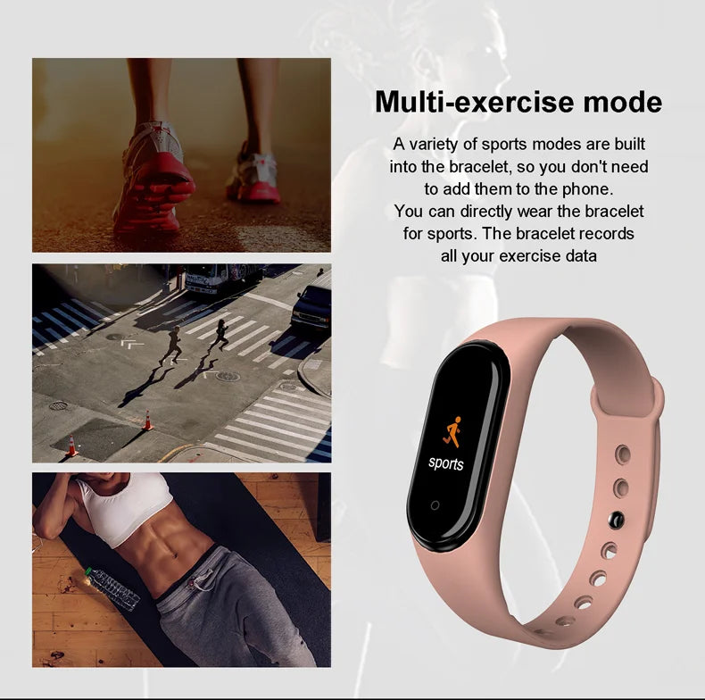 Smart Watch Wristband Waterproof Watch Blood Pressure Heart Rate Monitor Fitness Tracker Sport Smart Bracelet Electric Clock