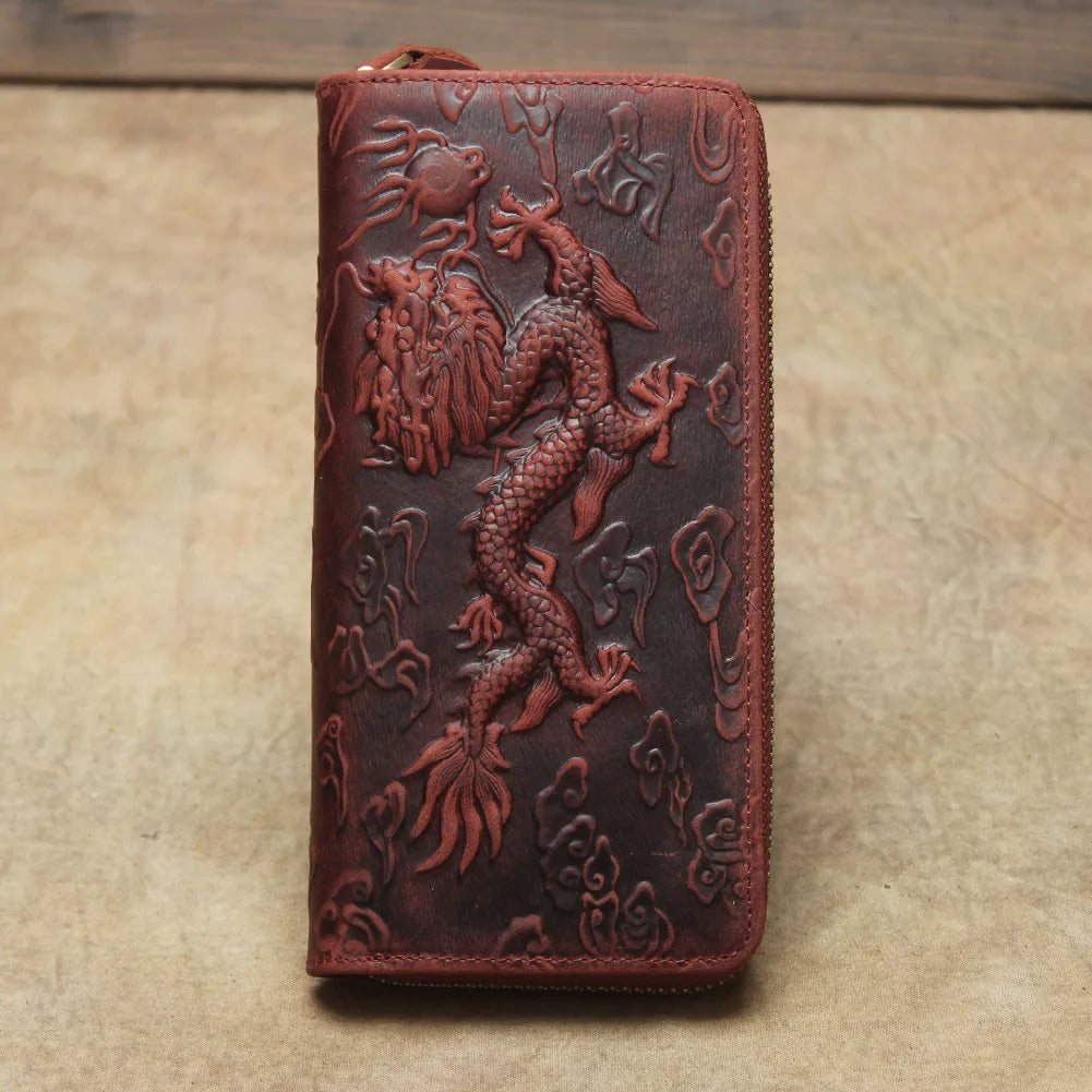 Luxury Men Wallet Genuine Leather Clutch Purse Embossing Long Wallets Thick Cowhide Male Purses Leather Money Hand Clutches