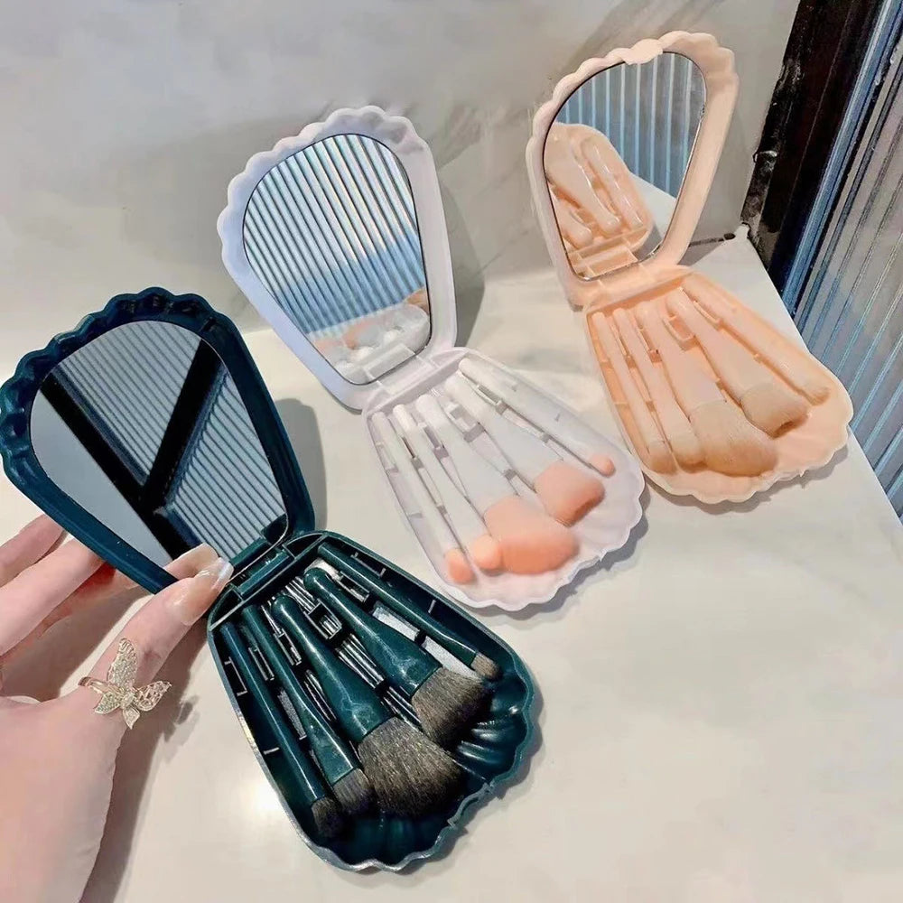 5PCS Makeup Brush Makeup Set Foundation Make-Up Brush Eye Shadow Brush Makeup Brush Set Travel Portable With Mirror Beauty Tool