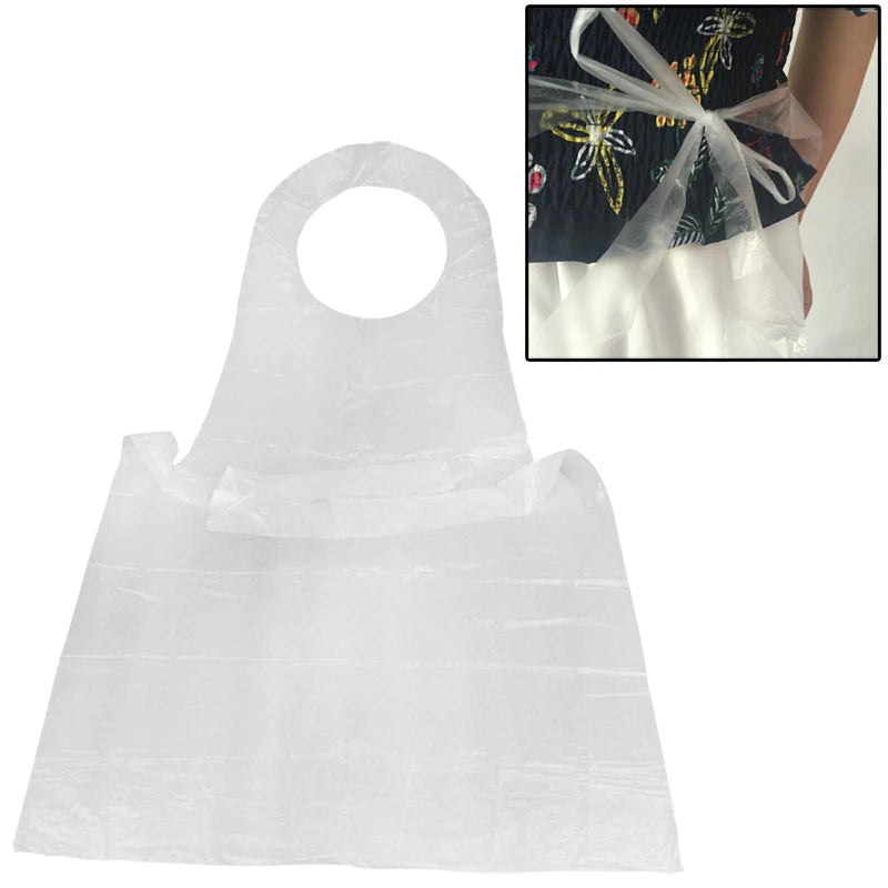 10PCS Disposable Kitchen Aprons Plastic Waterproof Apron Individually Packing Gowns For Men Women Kitchen Protection Accessories