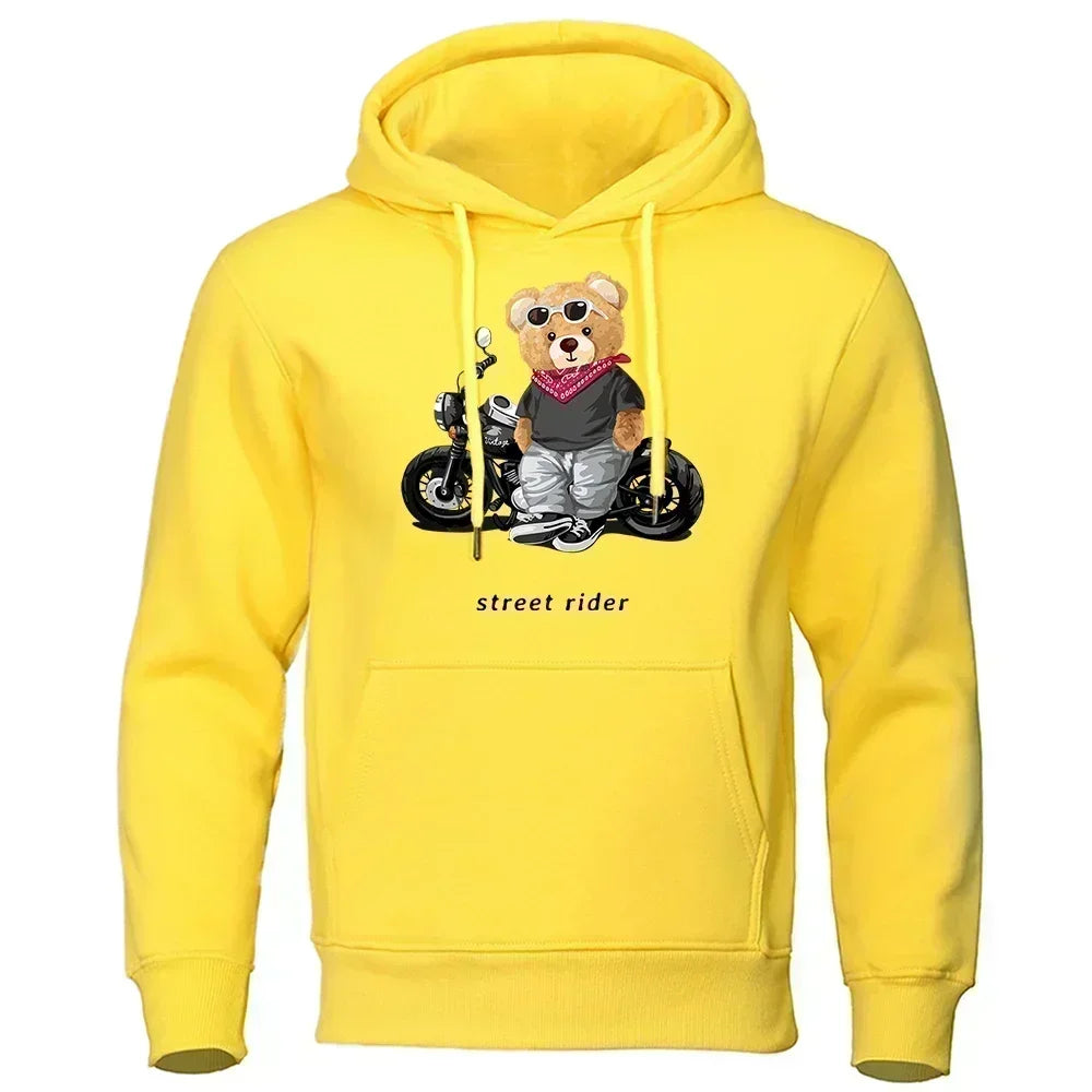 Men's Teddy Bear Hooded Sweatshirt, Super Big Hat Sweatshirt, Casual, Loose, Personalized, Fun, Suitable for Motorcycle Riders