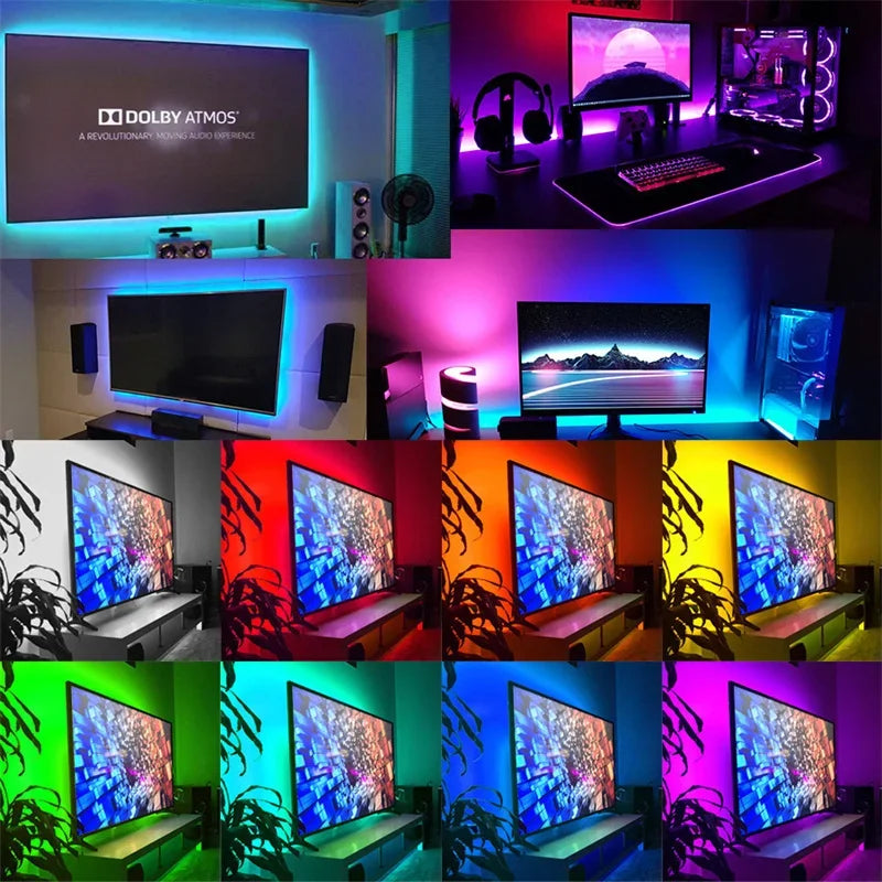 RGB Gaming Lights 16.4ft/5M Neon Rope Lights Soft Lighting for Gaming Desks LED Strip Lights Syncing Support Cutting for Home